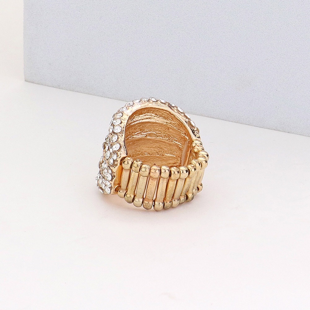 Green Rhinestone Pave Stretch Ring - Picture 3 of 3